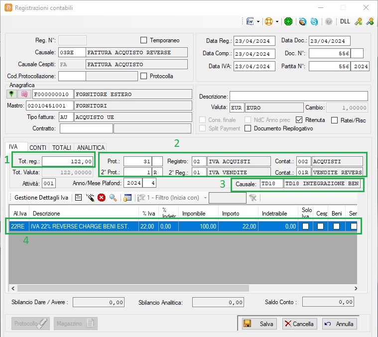 esempio registrazione reverse charge