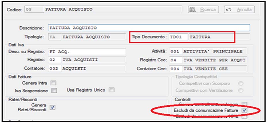 domino spesometro impostazioni causali contabili